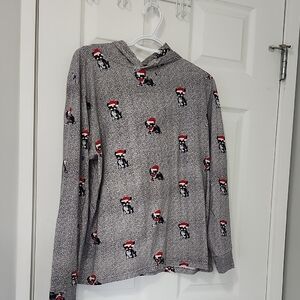 Denim & Flower Ricky Singh Grey Hoodie With French Bulldog In Christmas Outfit